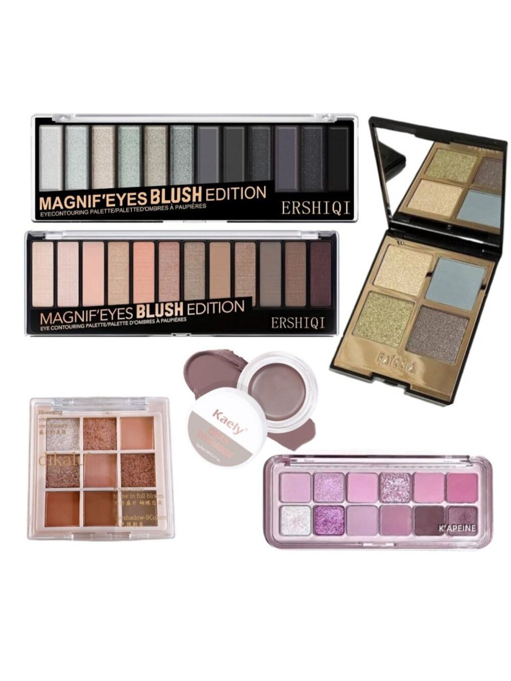 6 Pc Eyeshadow Set Palette Cream Matte Shimmer Neutral Pink Purple Sage Green